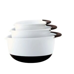 Oxo White and Black Mixing Bowl Set of 3 Non-Slip Nesting Bowls